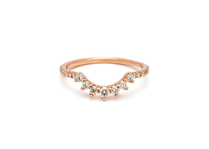 Rose Gold Plated Curve Ring with CZ Studded